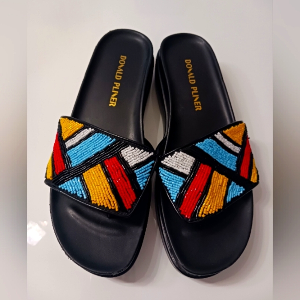 Donald J. Pliner Women's Beaded Slide Sandals - Multicolor. Size 8.5. NWOT